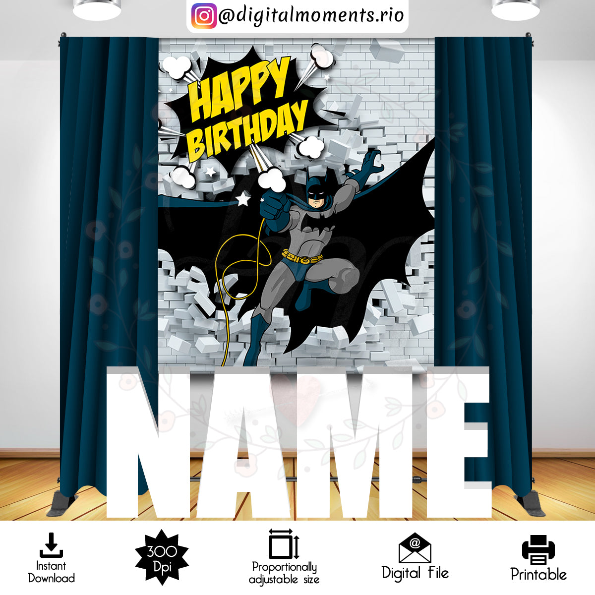 Diseño de fondo digital Batman 5x6, descarga instantánea