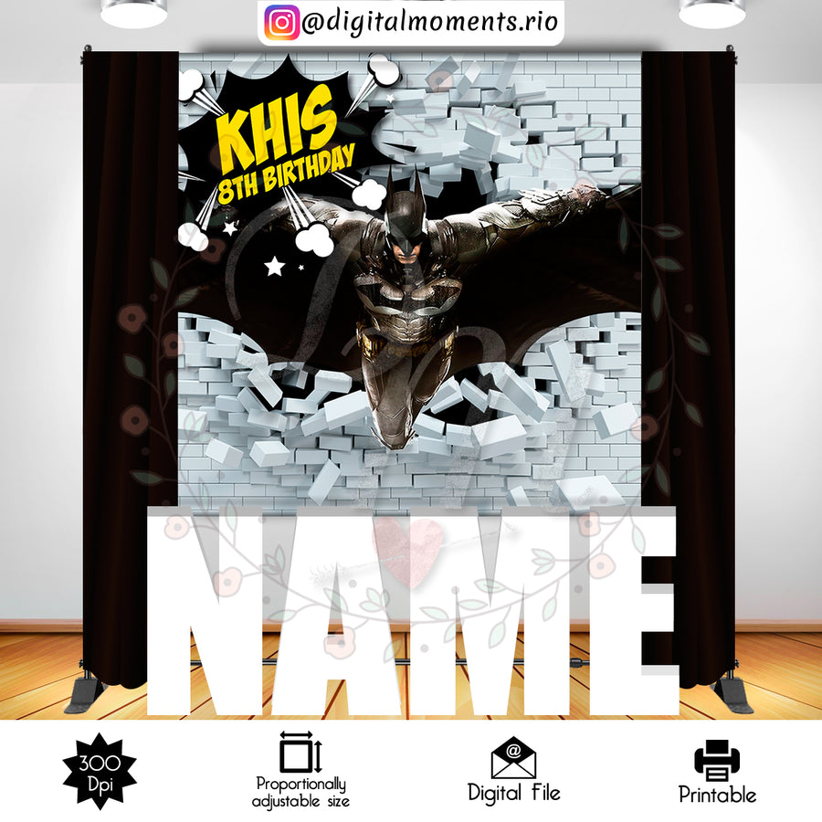Batman 6x6 Custom Backdrop, Digital file only | Custom Digital Download for Kids Party or Event