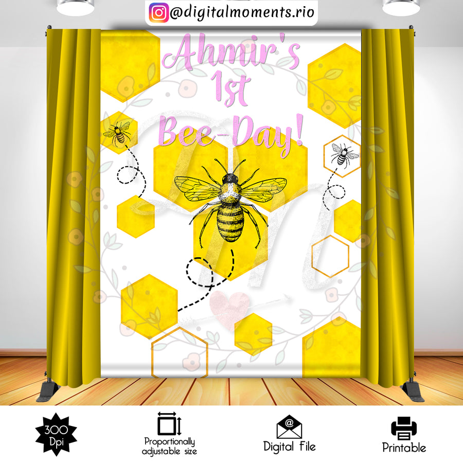 Bee Day 6x8 Custom Backdrop, Digital file only | Custom Digital Download for Kids Party or Event