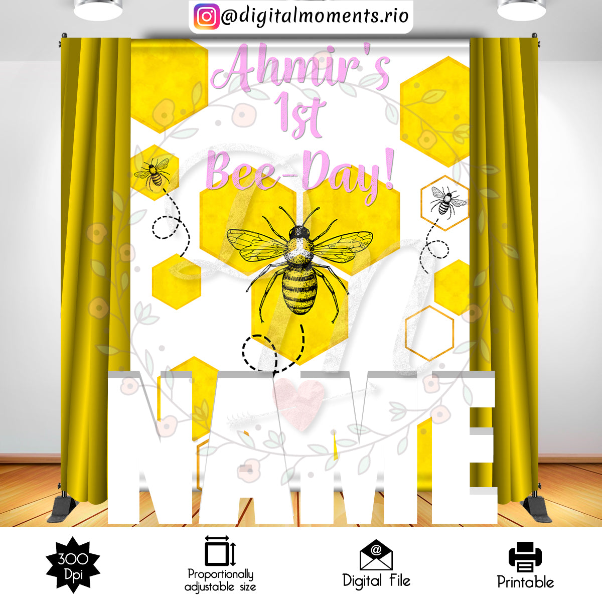 Bee Day 6x8 Custom Backdrop, Digital file only