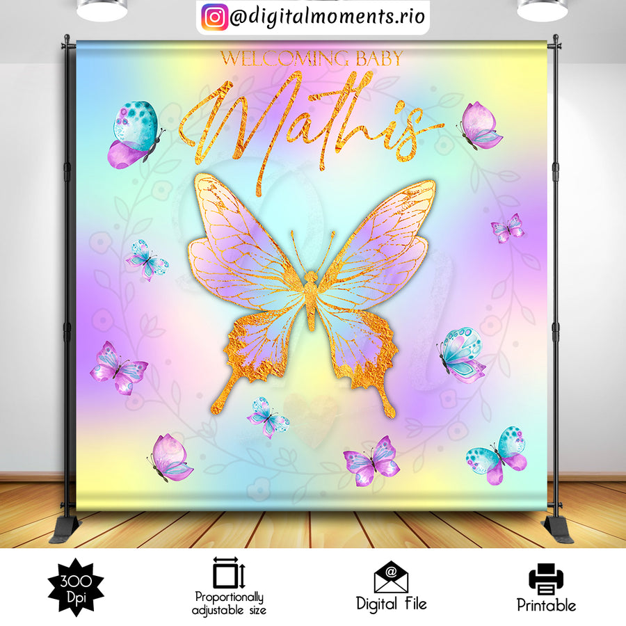 Butterflies 8x8 custom backdrop, Digital file only | Custom Digital Download for Kids Party or Event