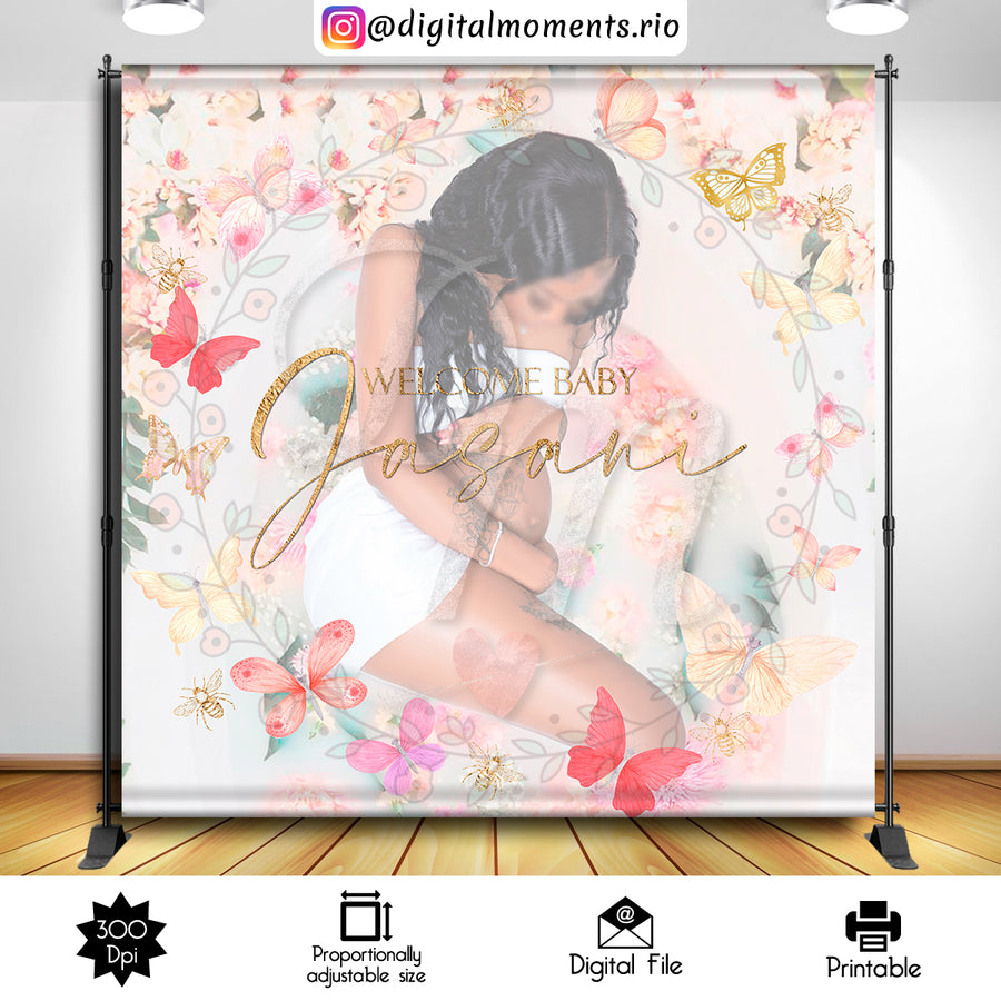 Buttlerflies 8x8 Custom Backdrop with 1 picture, Digital file only | Custom Digital Download for Kids Party or Event