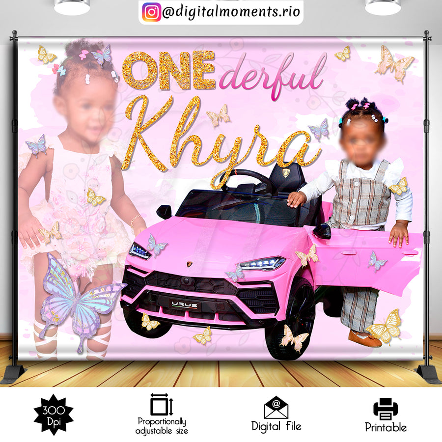 Buttlerflies 10x8 Custom Backdrop with 2 pictures, Digital file only | Custom Digital Download for Kids Party or Event