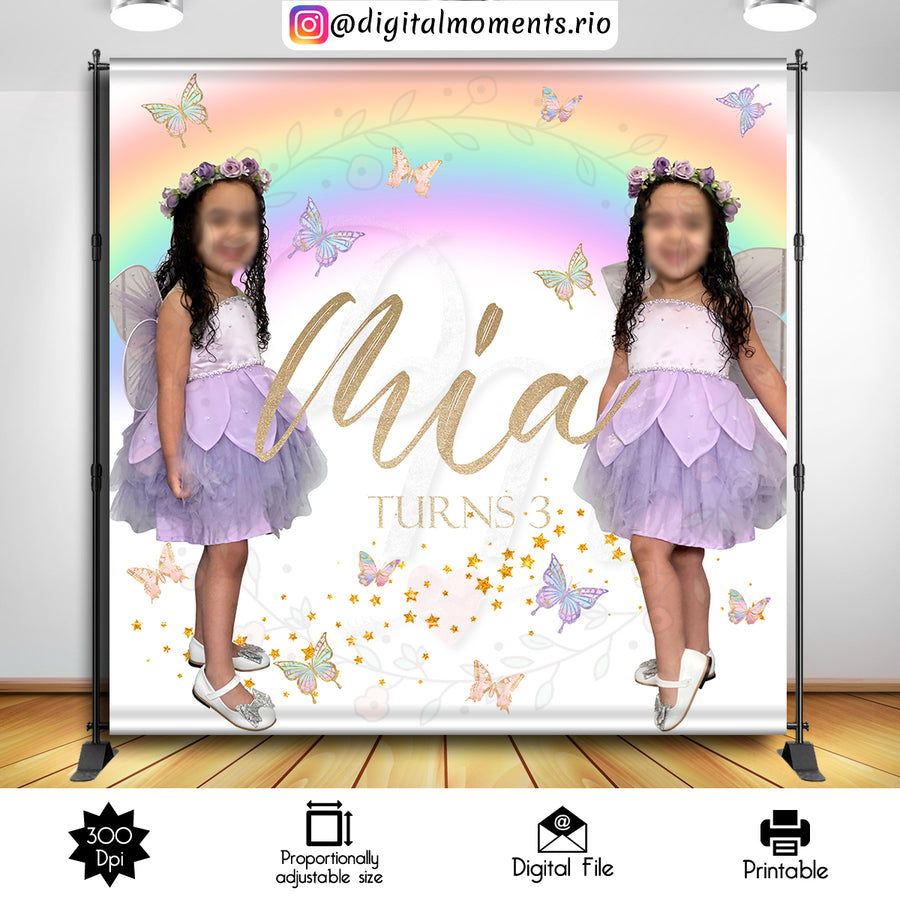 Buttlerflies 8x8 Custom Backdrop with 2 pictures, Digital file only | Custom Digital Download for Kids Party or Event