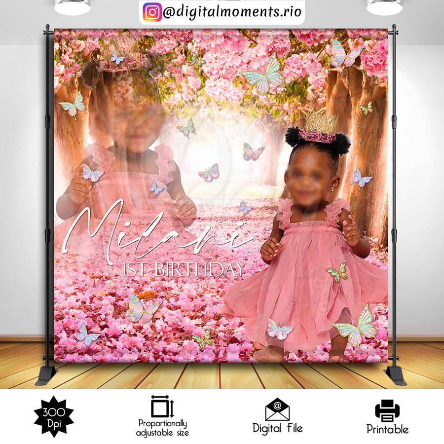 Buttlerflies 8x8 Custom Backdrop with 1 picture, Digital file only | Custom Digital Download for Kids Party or Event