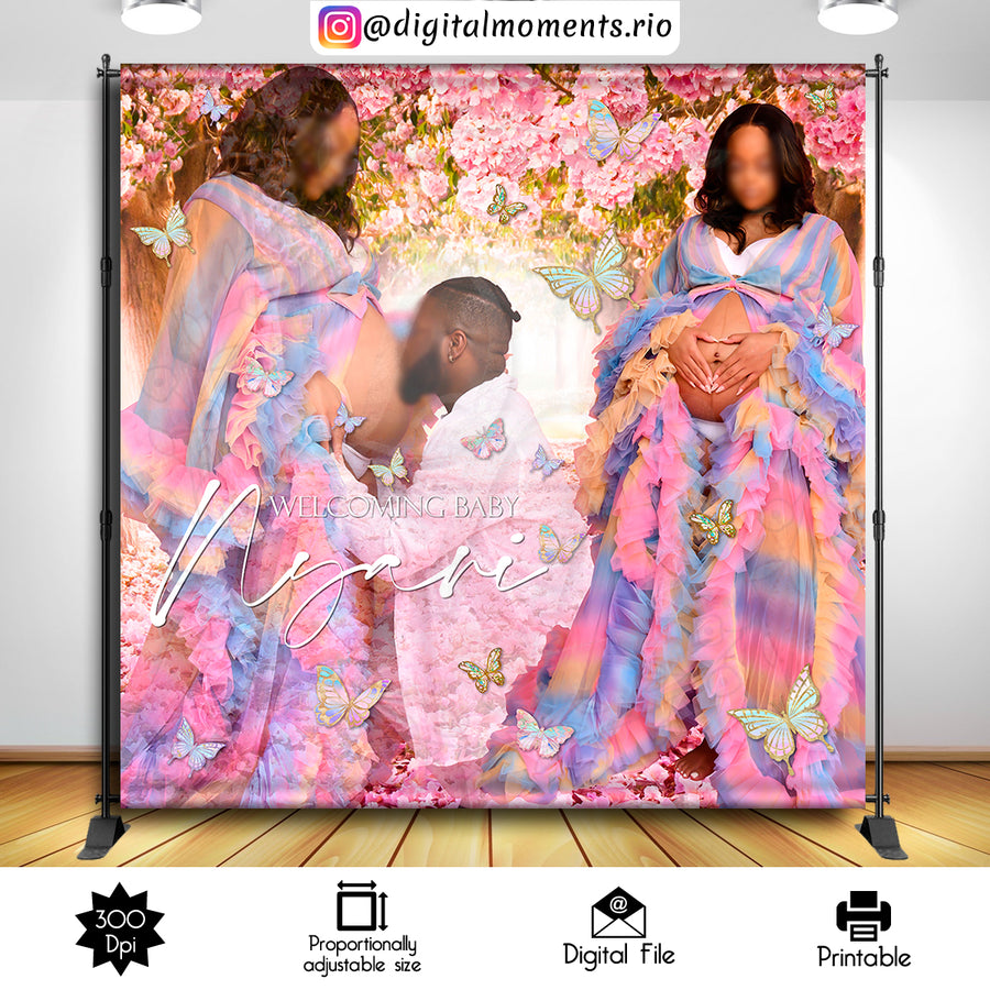 Buttlerflies 8x8 Custom Backdrop with 2 pictures, Digital file only | Custom Digital Download for Kids Party or Event