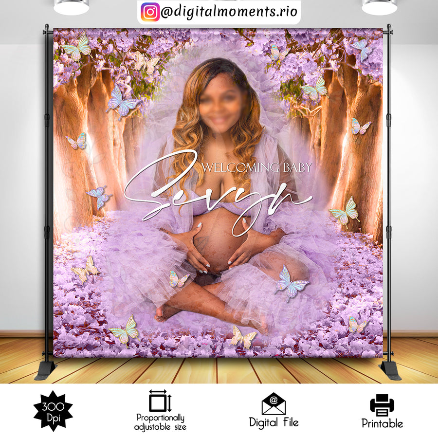 Buttlerflies 8x8 Custom Backdrop with 1 picture, Digital file only | Custom Digital Download for Kids Party or Event