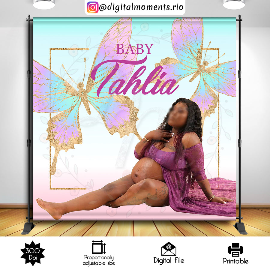 Buttlerflies 8x8 Custom Backdrop with 1 picture, Digital file only | Custom Digital Download for Kids Party or Event