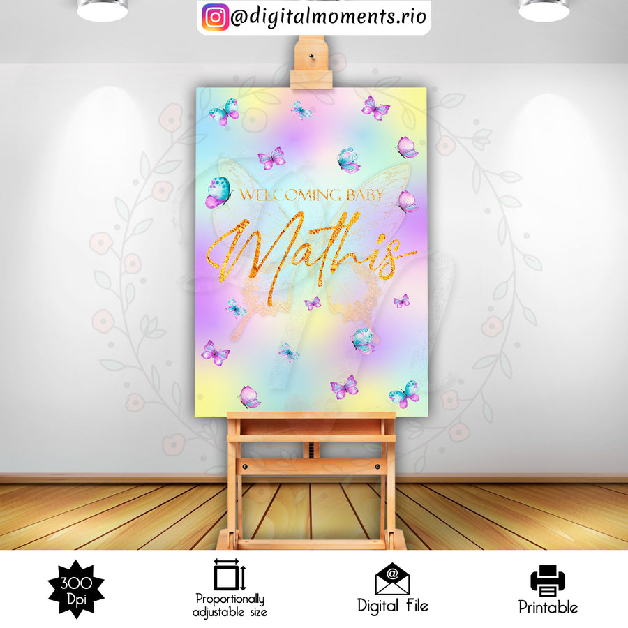 Butterflies 2x3 Custom sign, Digital file only | Custom Digital Download for Kids Party or Event