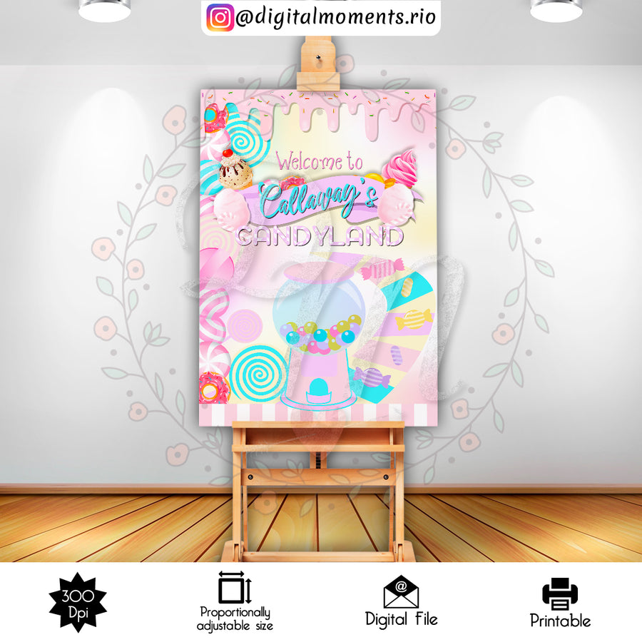 Candyland 2x3 Custom sign, Digital file only | Custom Digital Download for Kids Party or Event
