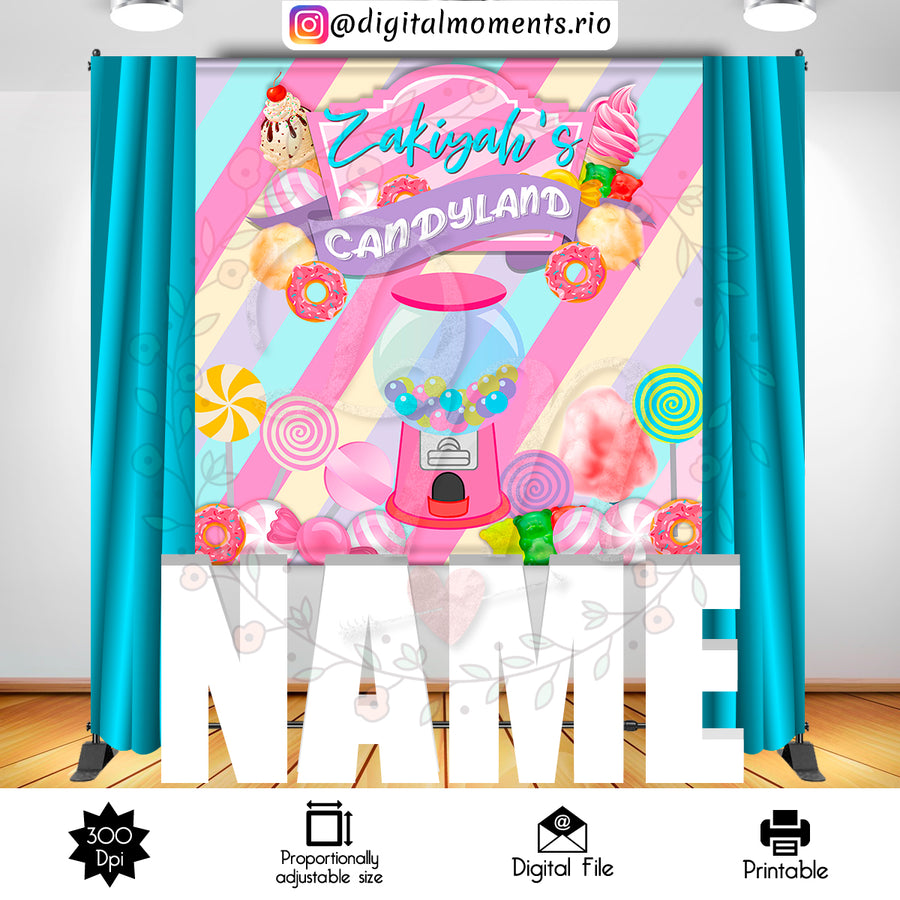 Candyland 6x6 Custom Backdrop, Digital file only | Custom Digital Download for Kids Party or Event