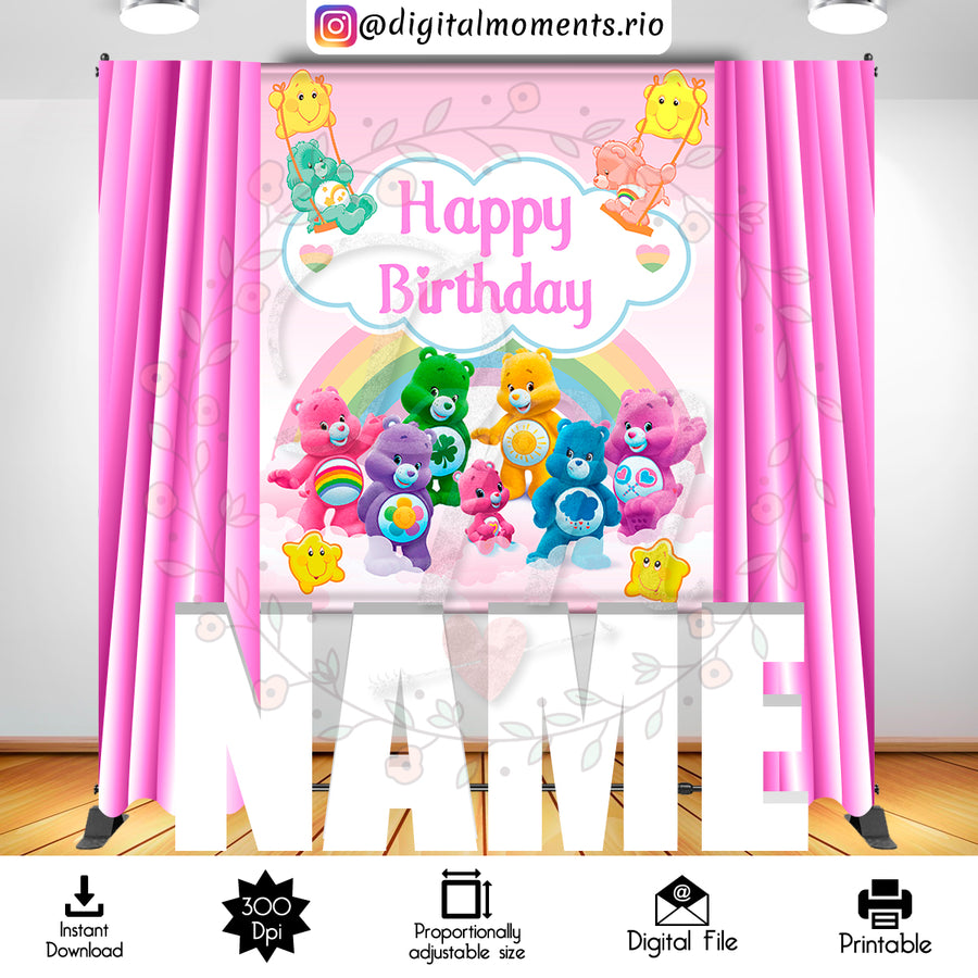 Care Bears 5x6 Digital Backdrop Design, Instant Download | Custom Digital Download for Kids Party or Event