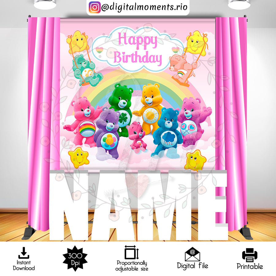 Care Bears 6x6 Digital Backdrop Design, Instant Download | Custom Digital Download for Kids Party or Event