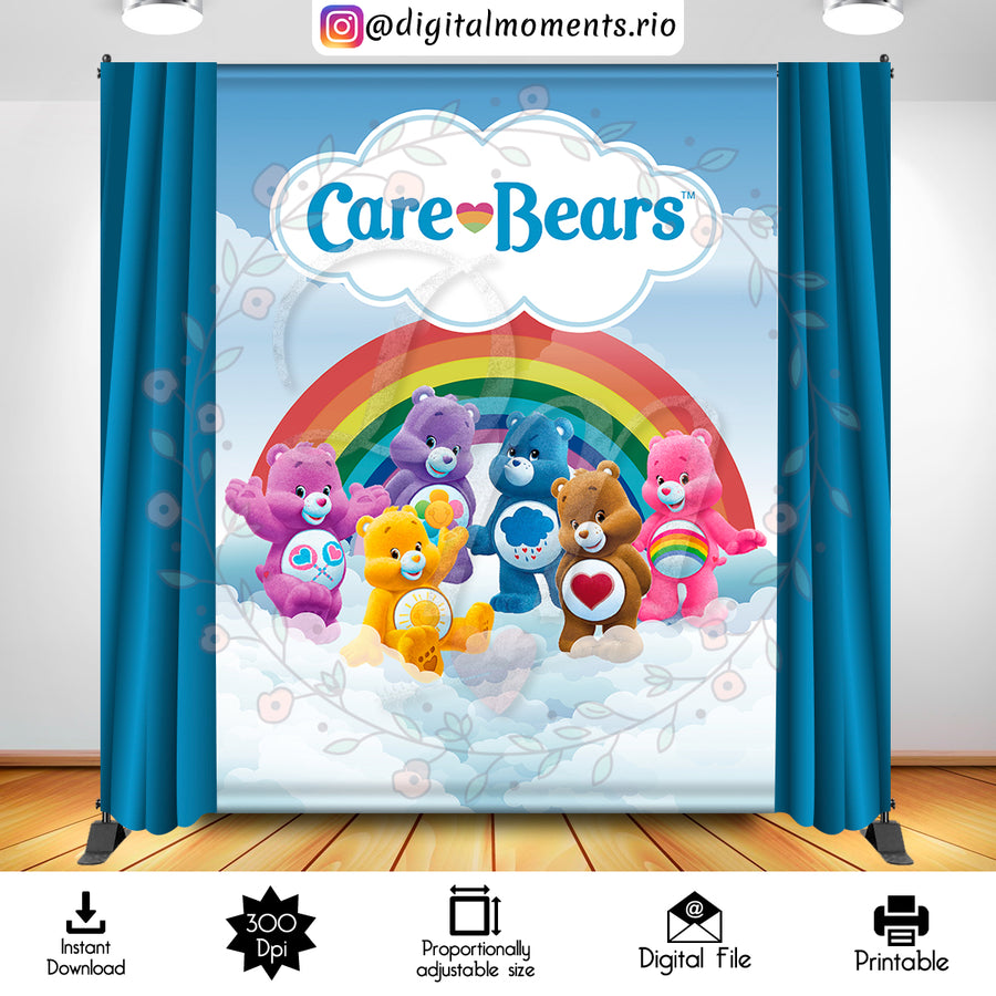Care Bears 6x8 Digital Backdrop Design, Instant Download | Custom Digital Download for Kids Party or Event