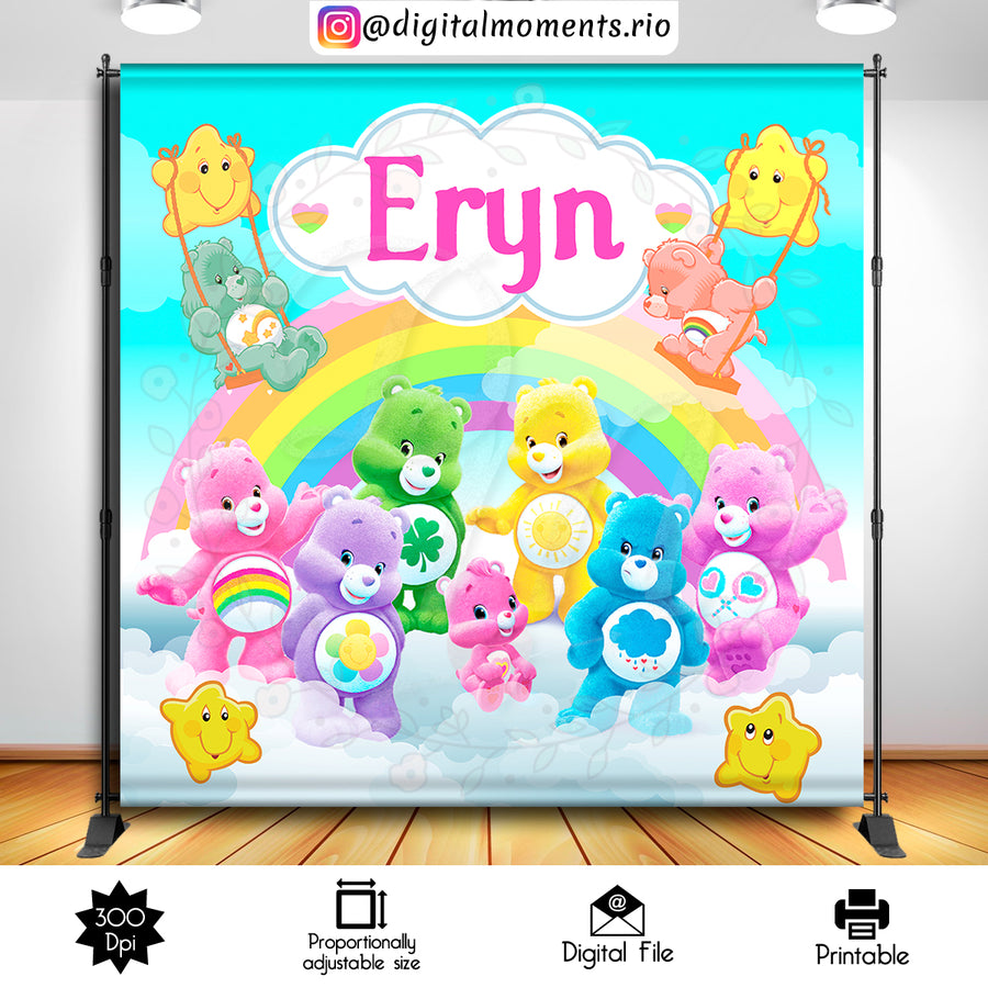Care Bears 8x8 Custom Backdrop, Digital file only | Custom Digital Download for Kids Party or Event