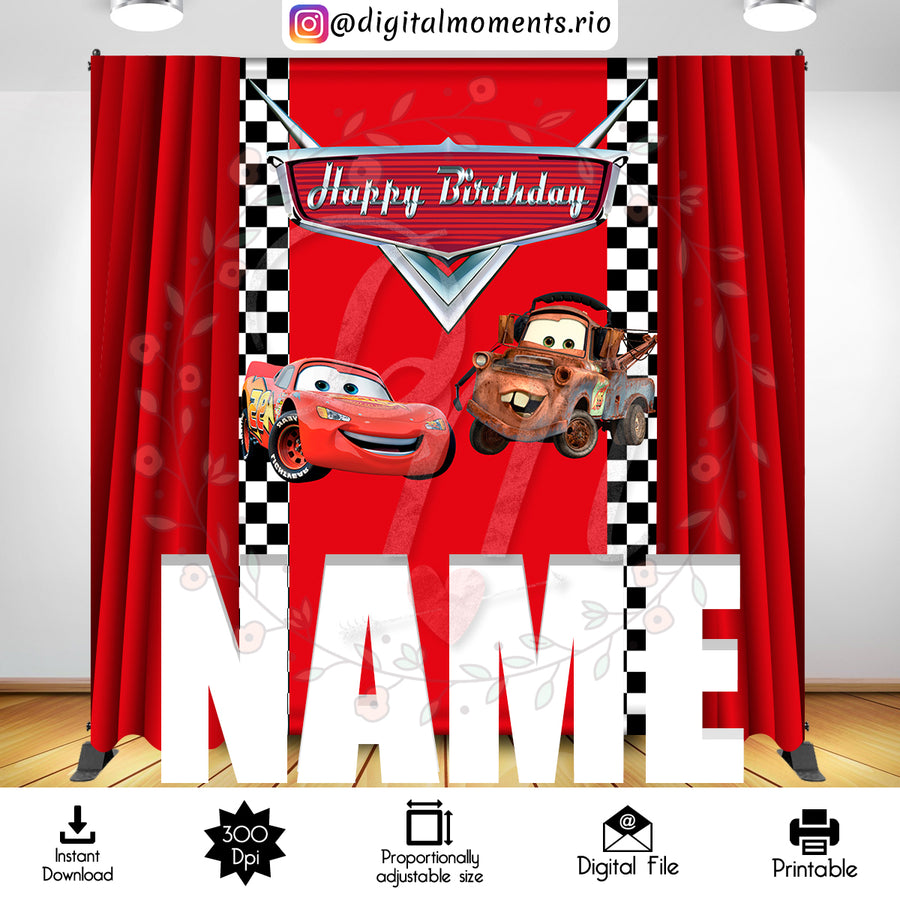 Cars 5x8 Digital Backdrop Design, Instant Download | Custom Digital Download for Kids Party or Event
