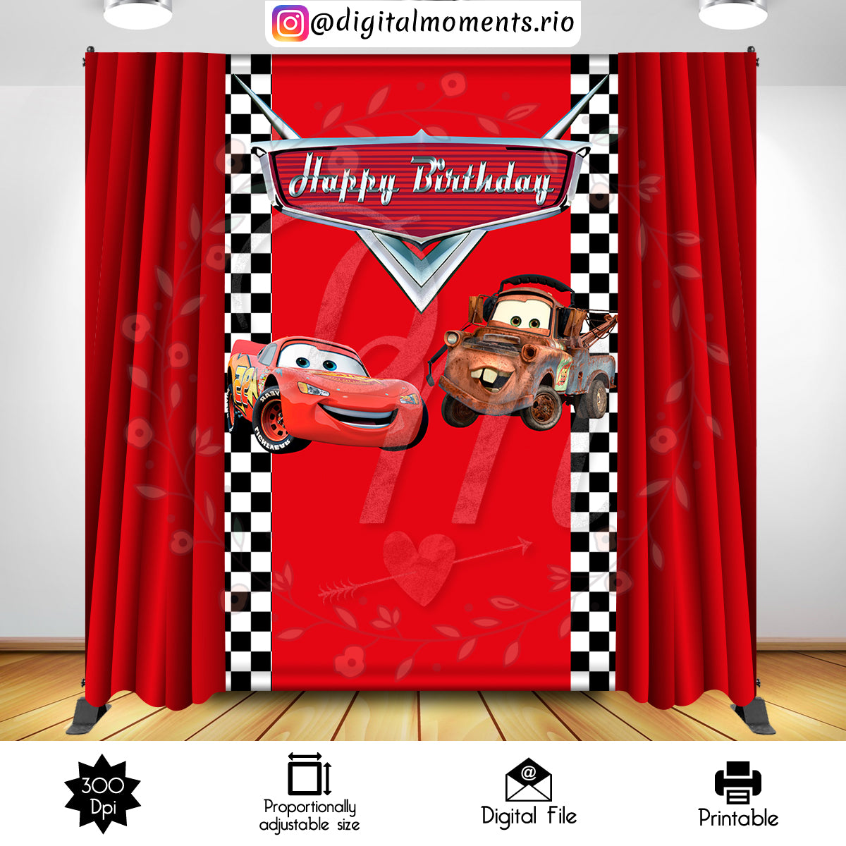 Cars 5x8 Fondo personalizado, solo archivo digital