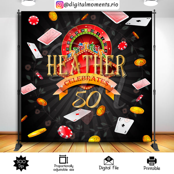Casino 8x8 Custom Backdrop, Digital file only | Custom Digital Download for Kids Party or Event