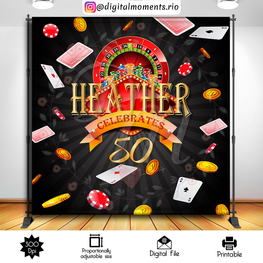 Casino 8x8 Custom Backdrop, Digital file only | Custom Digital Download for Kids Party or Event