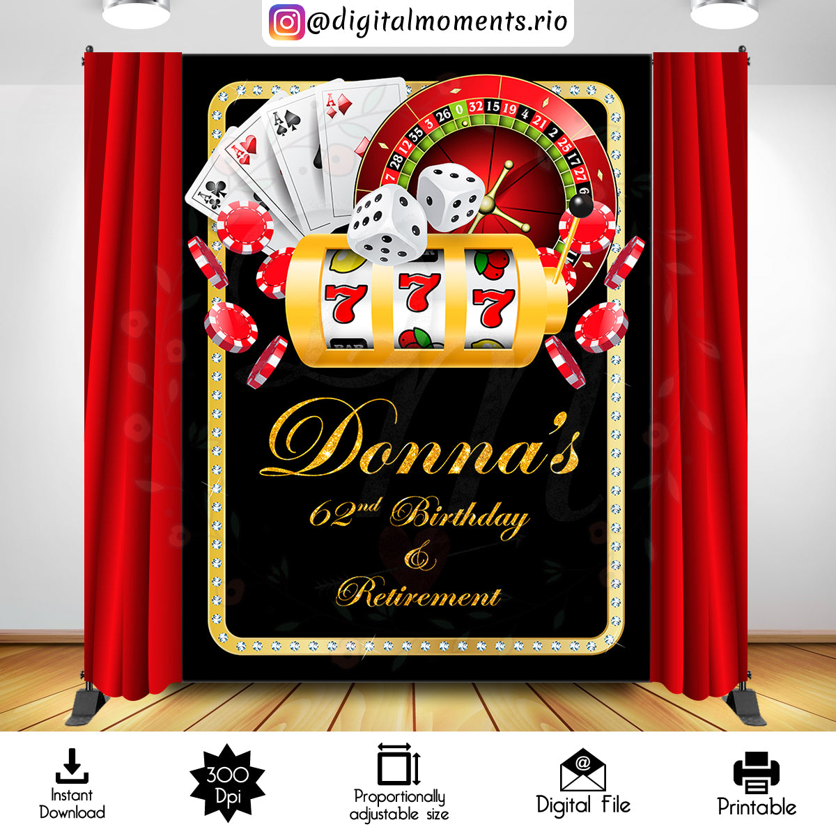 Casino 6x8 Custom Backdrop, Digital file only