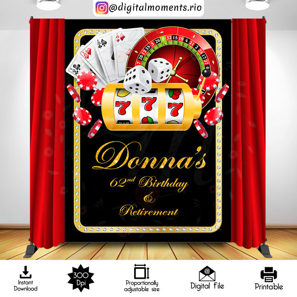 Casino 6x8 Custom Backdrop, Digital file only | Custom Digital Download for Kids Party or Event