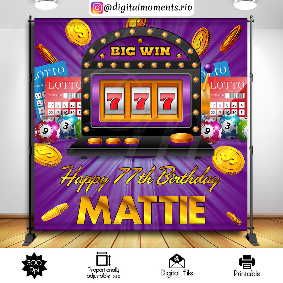 Casino 8x8 Custom Backdrop, Digital file only | Custom Digital Download for Kids Party or Event