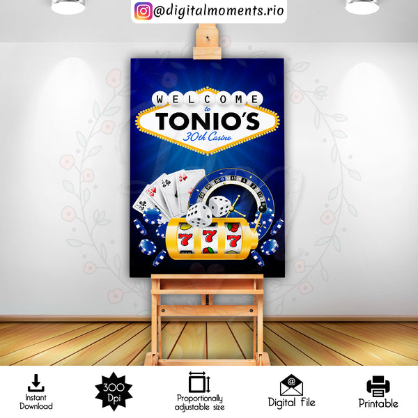 Casino 2x3 Custom sign, Digital file only | Custom Digital Download for Kids Party or Event