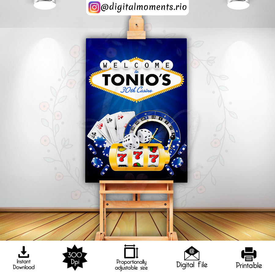 Casino 2x3 Custom sign, Digital file only | Custom Digital Download for Kids Party or Event