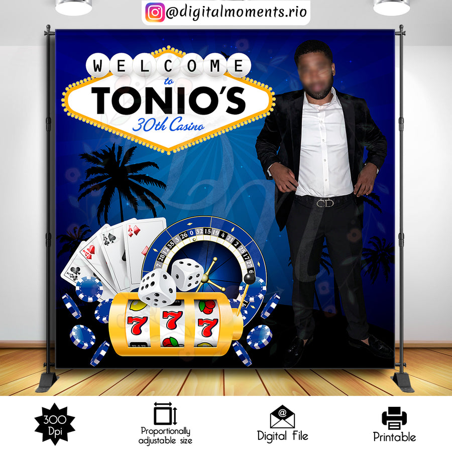 Casino 8x8 Custom backdrop with picture, Digital file only | Custom Digital Download for Kids Party or Event