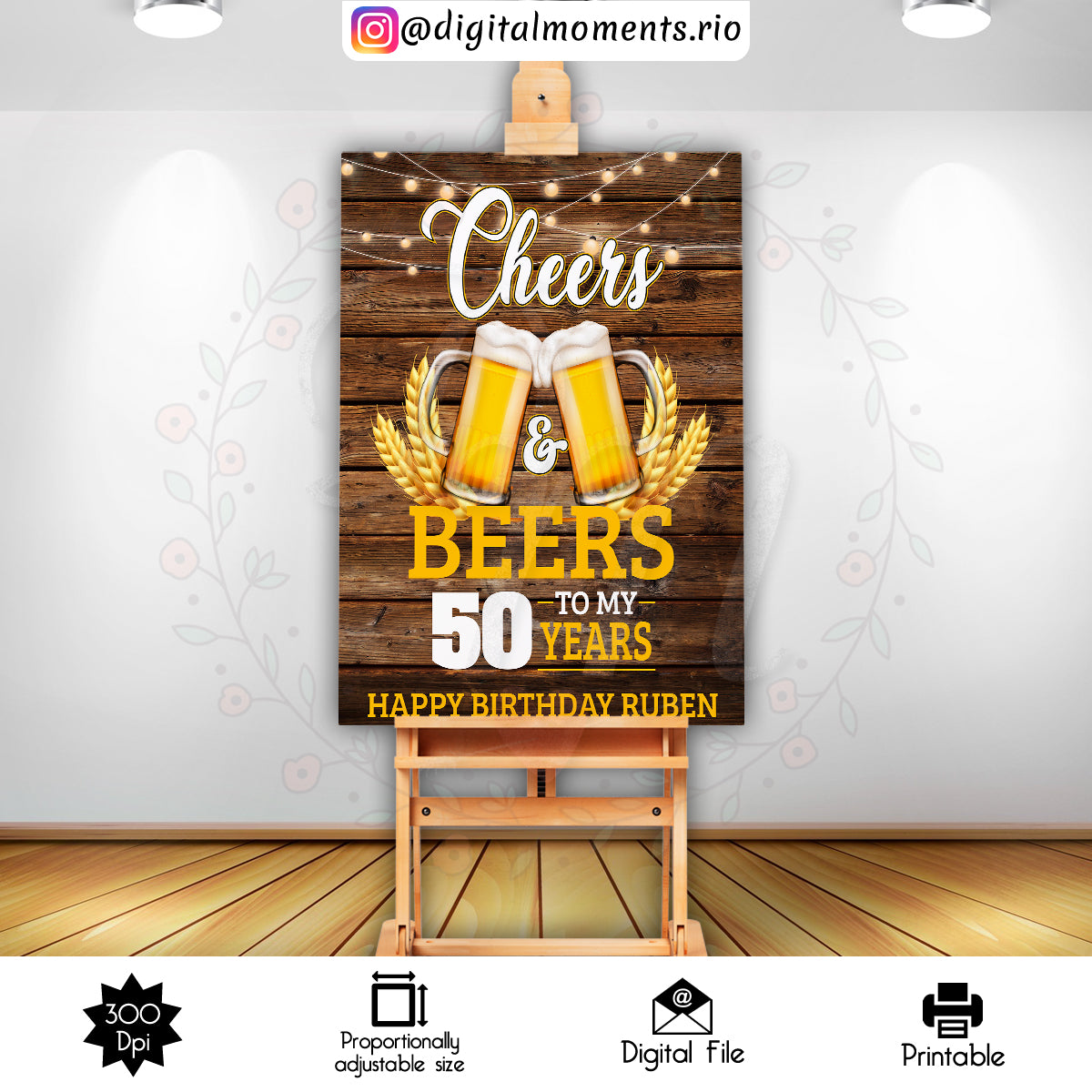 Saludos y cervezas 2x3 Signo personalizado, solo archivo digital