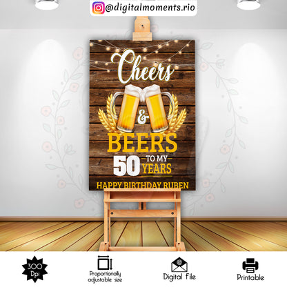 Cheers And Beers Sign 16x20, 2x3, events, custom, cheers, sign, beers