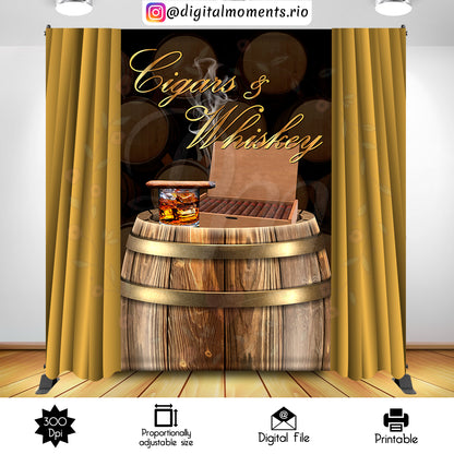 Cigars And Whiskey 5x8, events, custom, cigars, backdrop, 5x8, whiskey