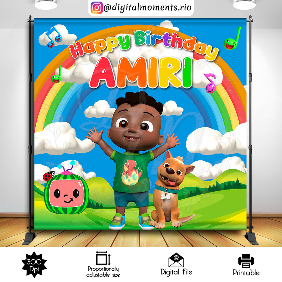 Cocomelon 8x8 custom backdrop, Digital file only | Custom Digital Download for Kids Party or Event