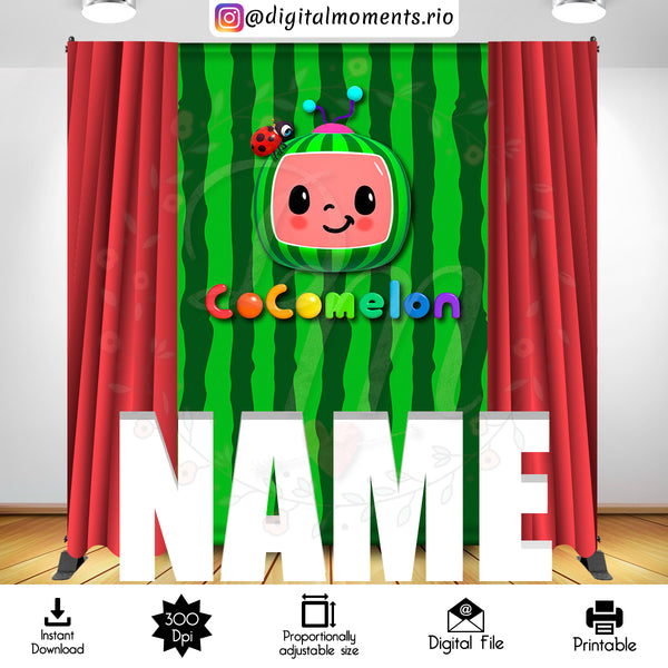 Cocomelon 5x8 Digital Backdrop Design, Instant Download | Custom Digital Download for Kids Party or Event