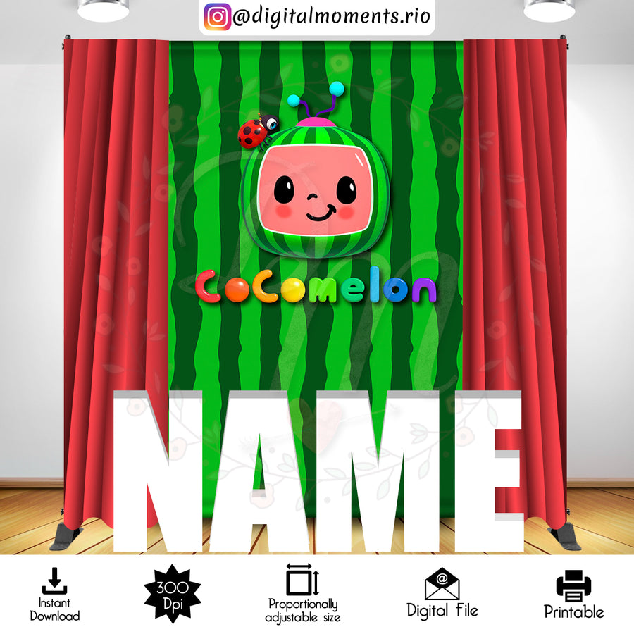Cocomelon 5x8 Digital Backdrop Design, Instant Download | Custom Digital Download for Kids Party or Event