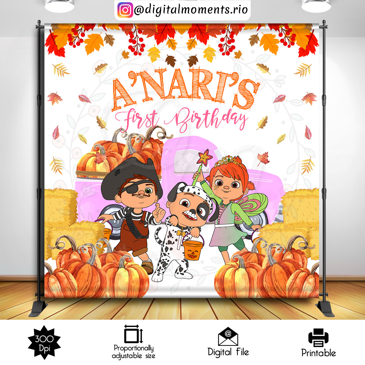 Cocomelon Pumpkin Patch 8x8 custom backdrop, Digital file only