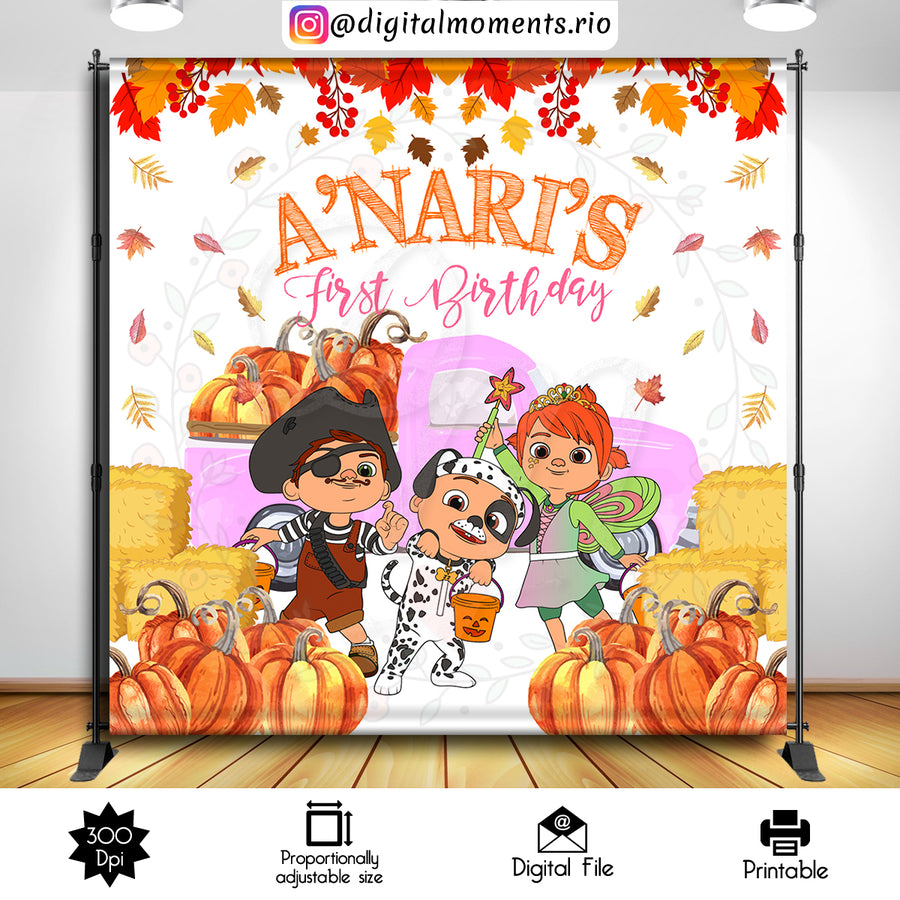 Cocomelon Pumpkin Patch 8x8 custom backdrop, Digital file only | Custom Digital Download for Kids Party or Event