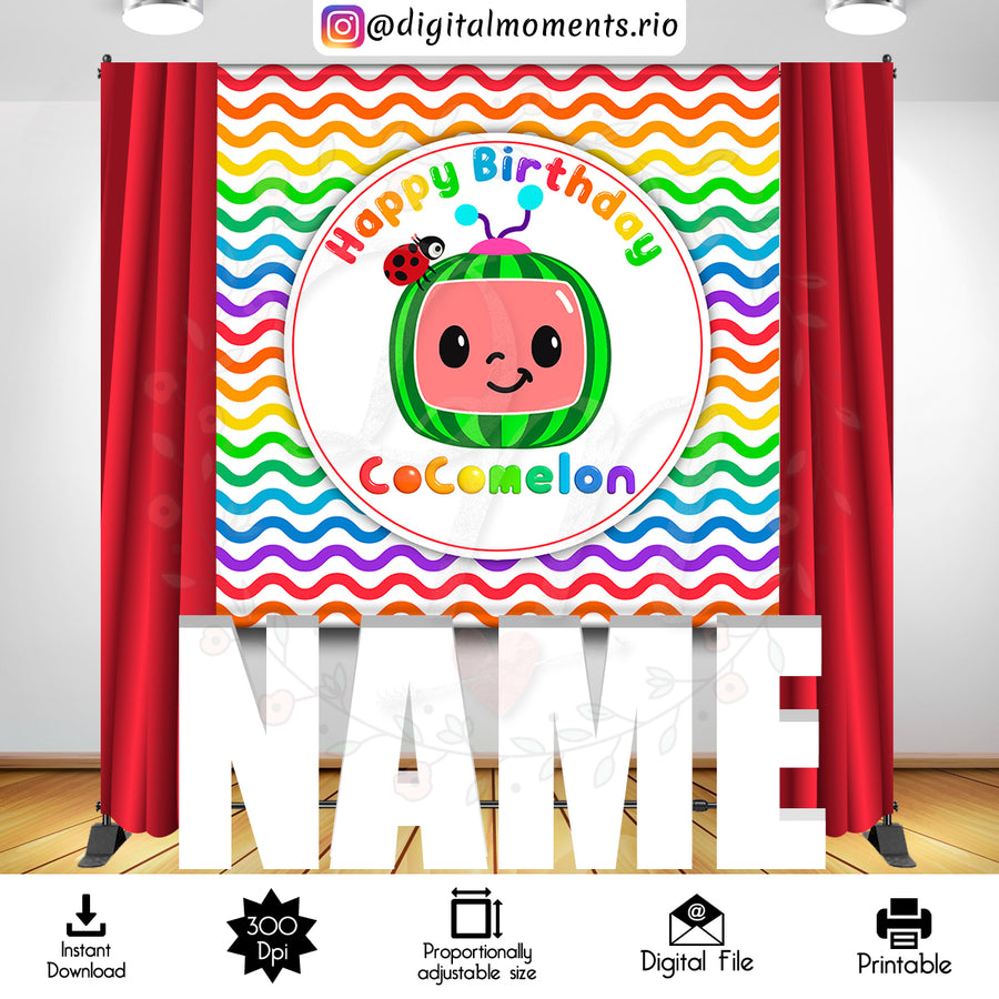 Cocomelon 6x6 Digital Backdrop Design, Instant Download | Custom Digital Download for Kids Party or Event