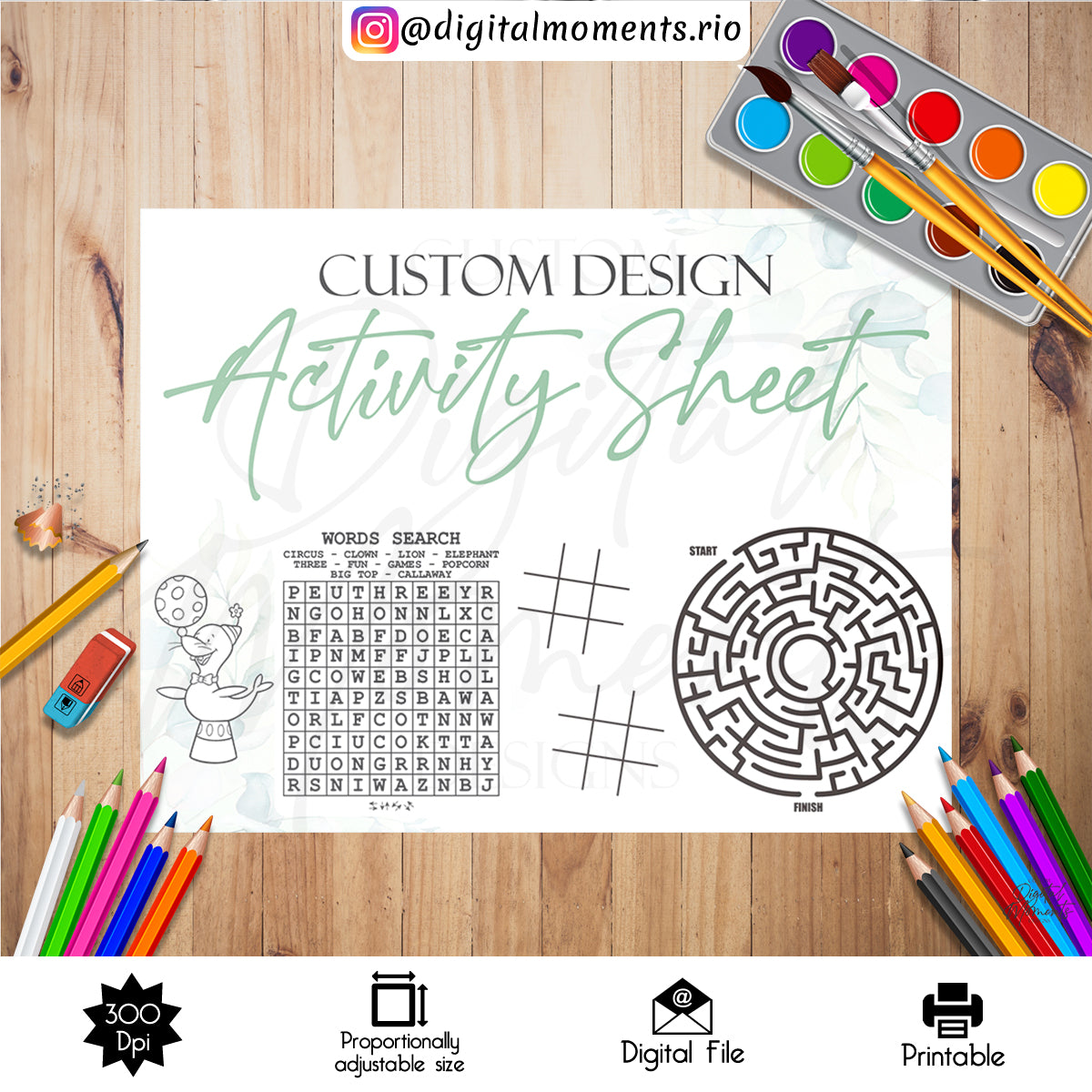 Custom Activity Sheet Design for Kids - Digital File