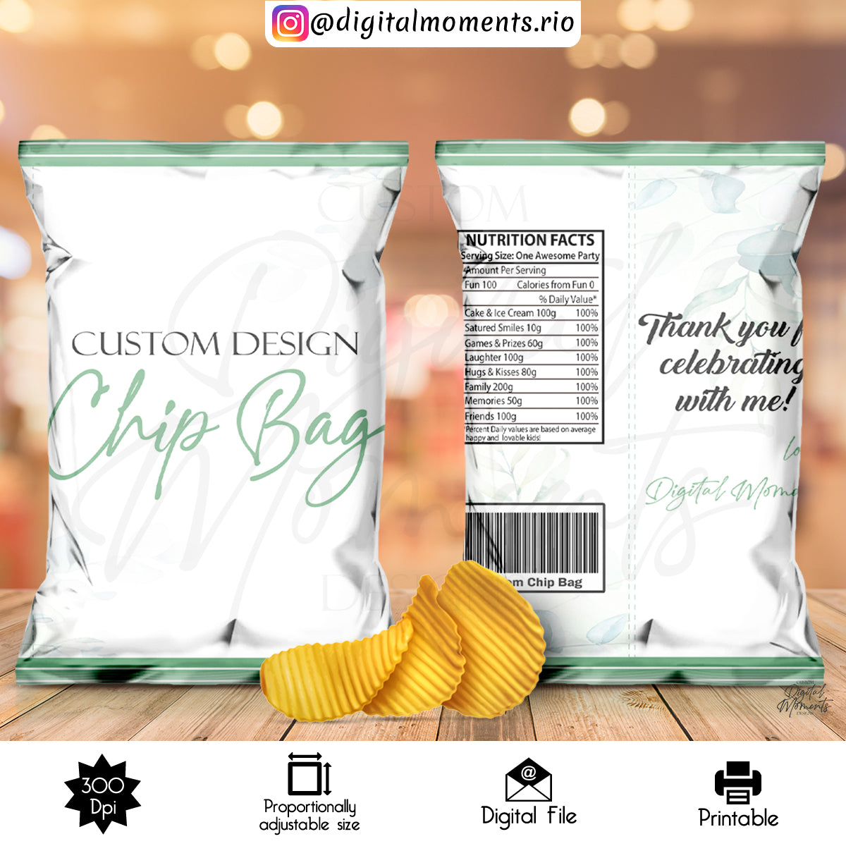 Diseño de Bolsas de Chips Personalizadas para Eventos - Archivo Digital