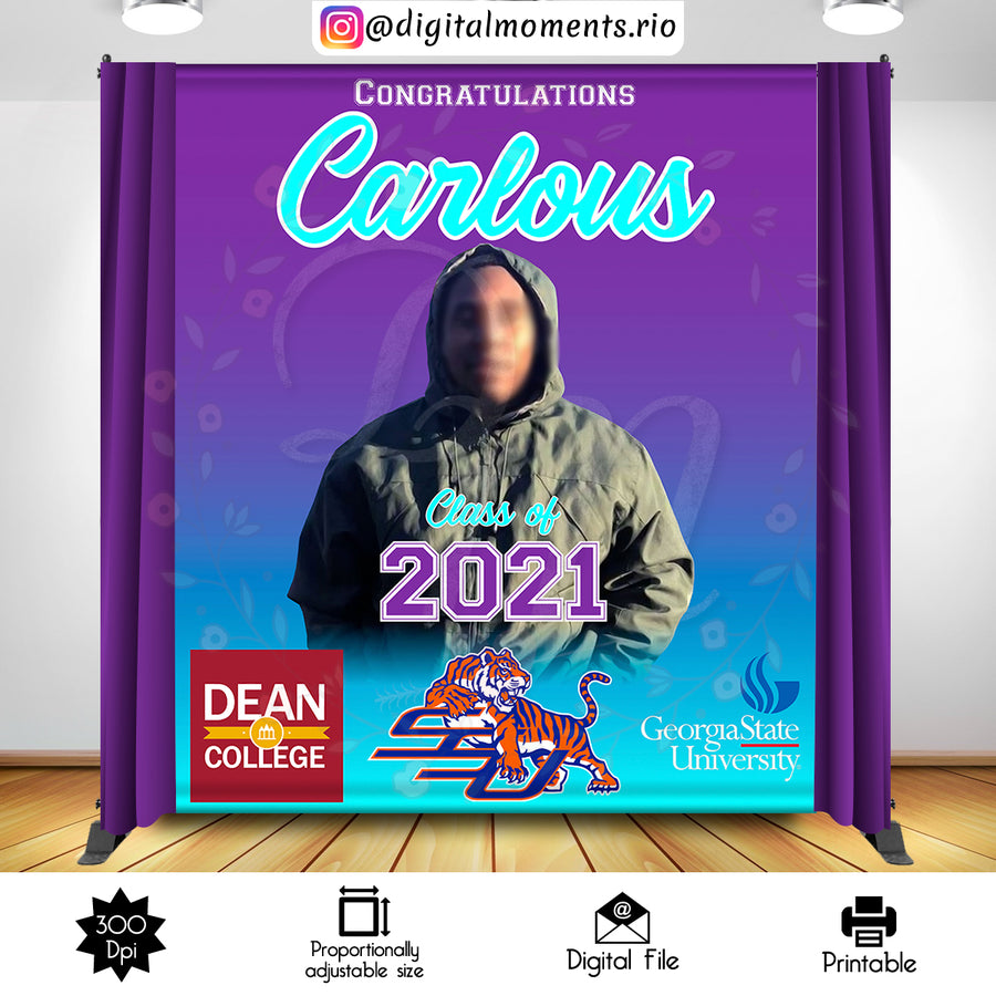 Graduation 6x7 Custom Backdrop with 1 picture, Digital file only | Custom Digital Download for Kids Party or Event