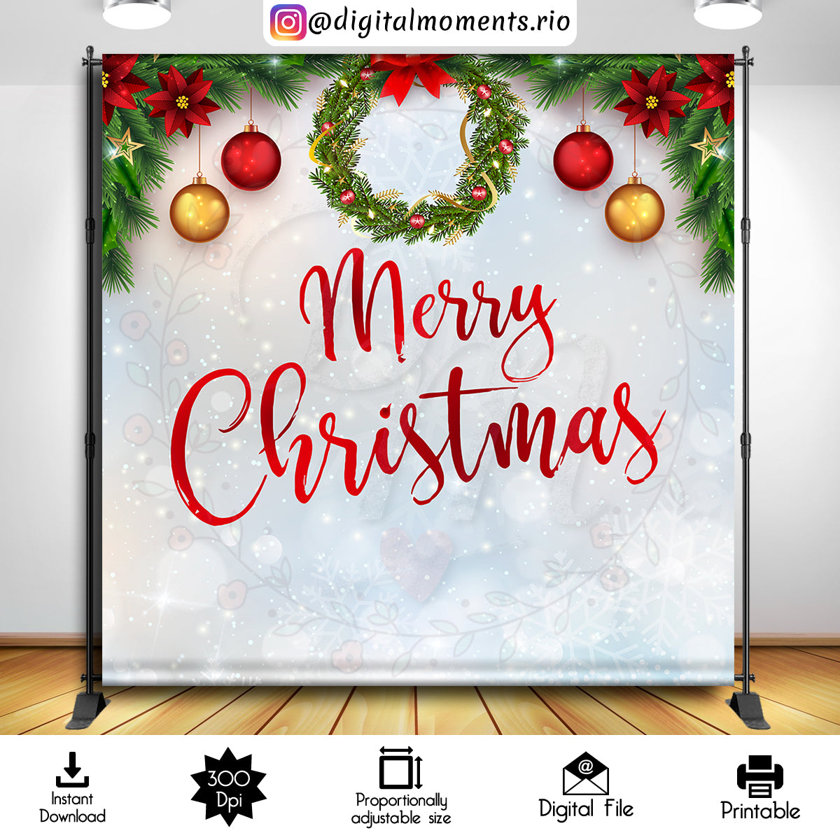 Christmas 8x8 Digital Backdrop Design, Instant Download