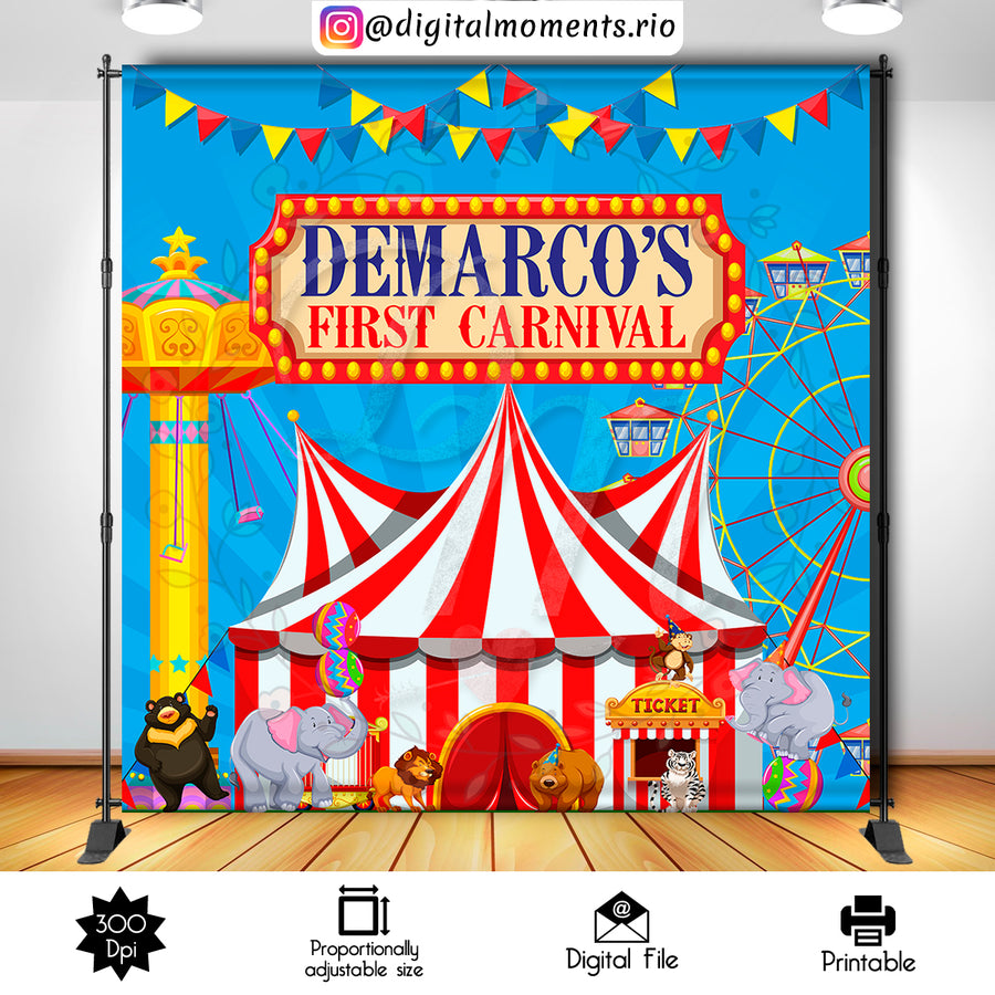 Carnival 8x8 Custom Backdrop, Digital file only | Custom Digital Download for Kids Party or Event