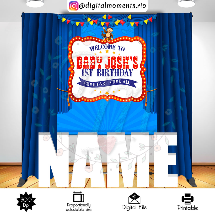 Circus 5x6 Custom backdrop, Digital file only | Custom Digital Download for Kids Party or Event