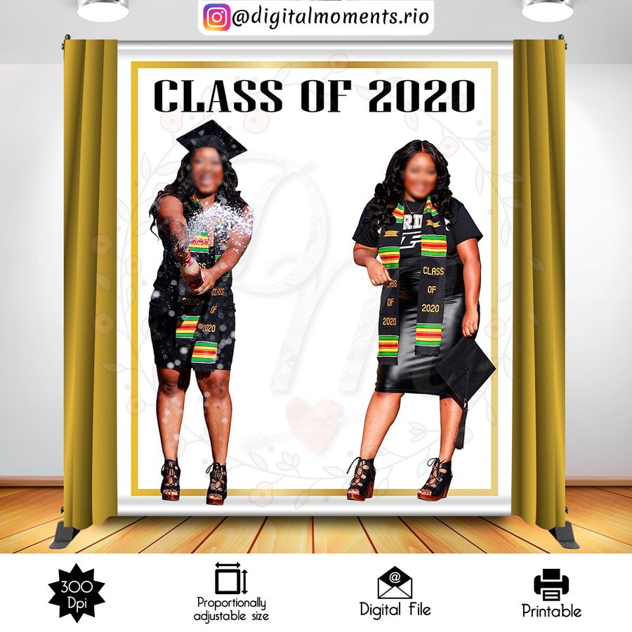Graduation 6x7 Custom Backdrop with 2 pictures, Digital file only | Custom Digital Download for Kids Party or Event