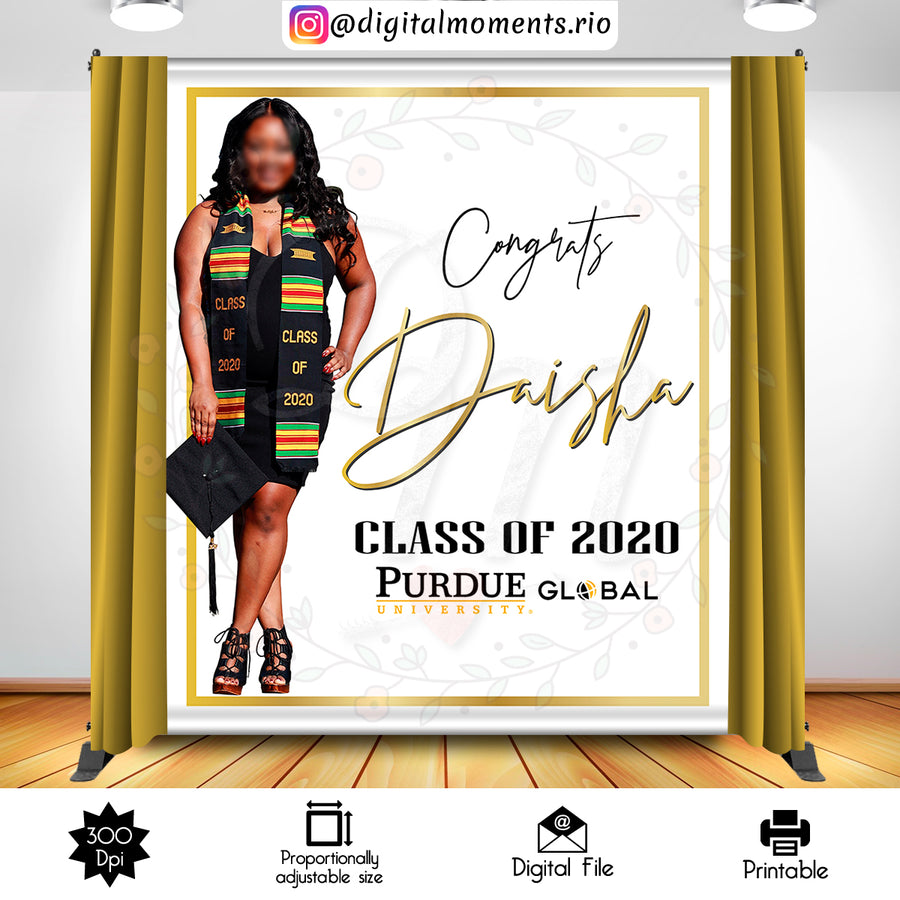 Graduation 6x7 Custom Backdrop with 1 picture, Digital file only | Custom Digital Download for Kids Party or Event