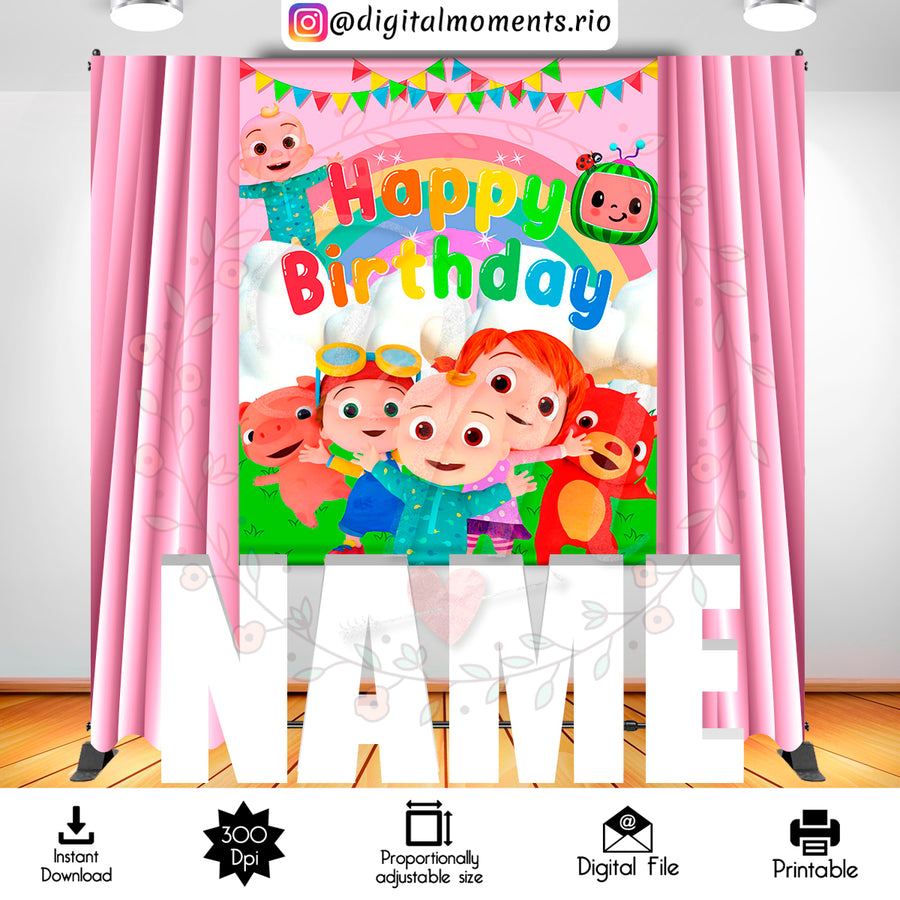 Cocomelon 5x6 Digital Backdrop Design, Instant Download | Custom Digital Download for Kids Party or Event