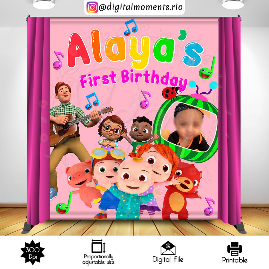 Cocomelon 6x8 Custom backdrop with picture, Digital file only | Custom Digital Download for Kids Party or Event