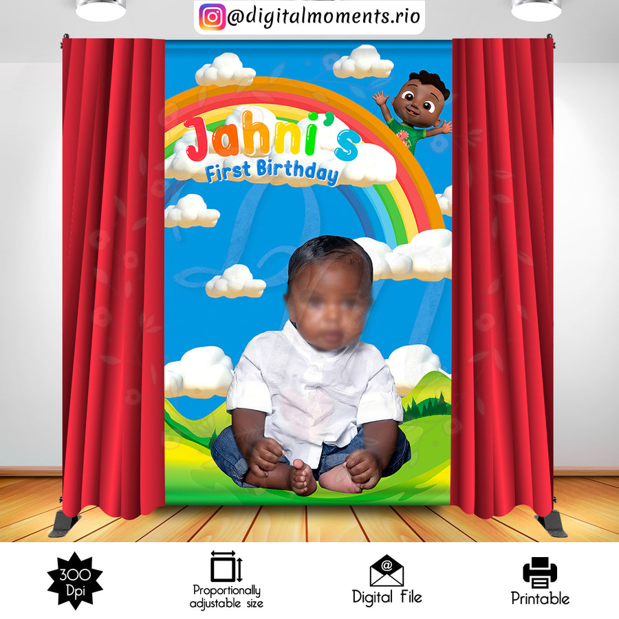 Cocomelon 5x8 Custom backdrop with picture, Digital file only | Custom Digital Download for Kids Party or Event