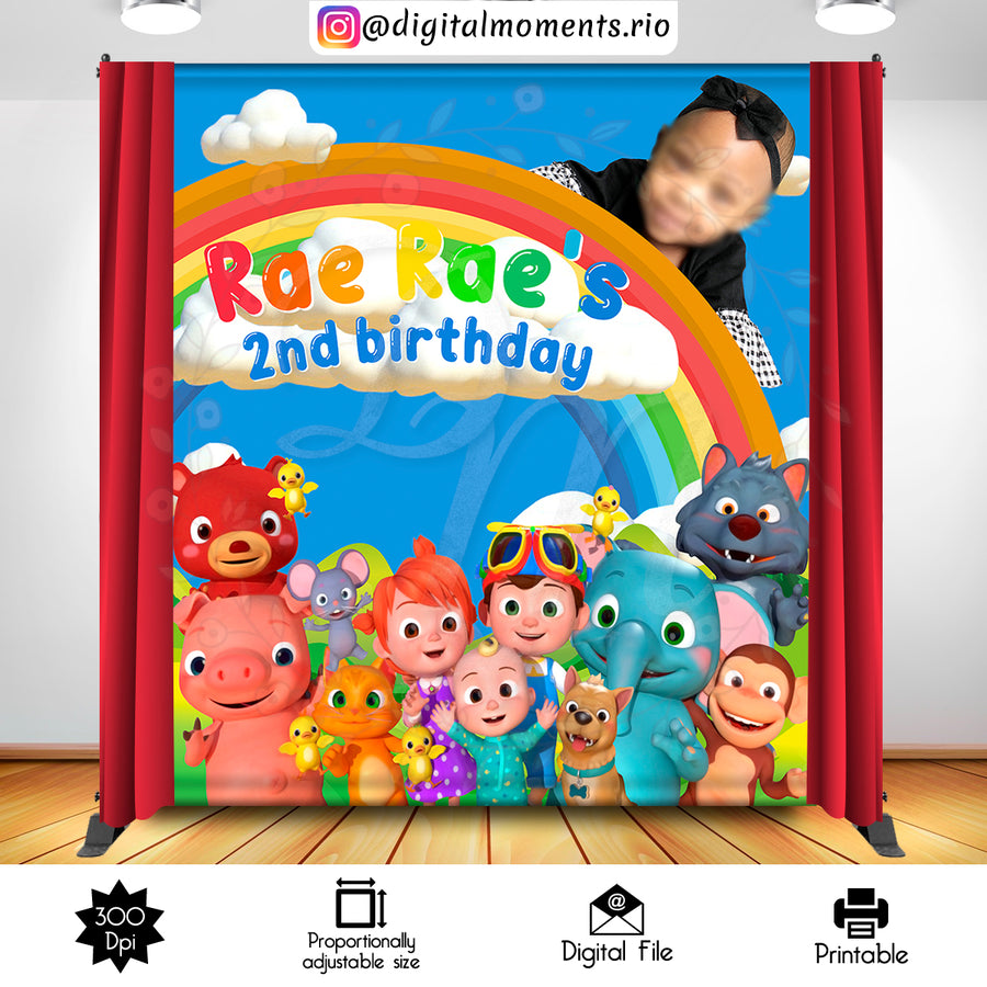 Cocomelon 6x8 Custom backdrop with picture, Digital file only | Custom Digital Download for Kids Party or Event
